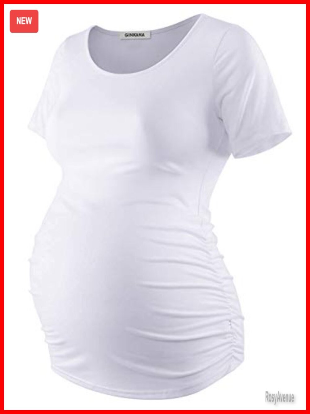 Maternity Tops Short Sleeve Ruched Sides Casual Pregnancy T-Shirt